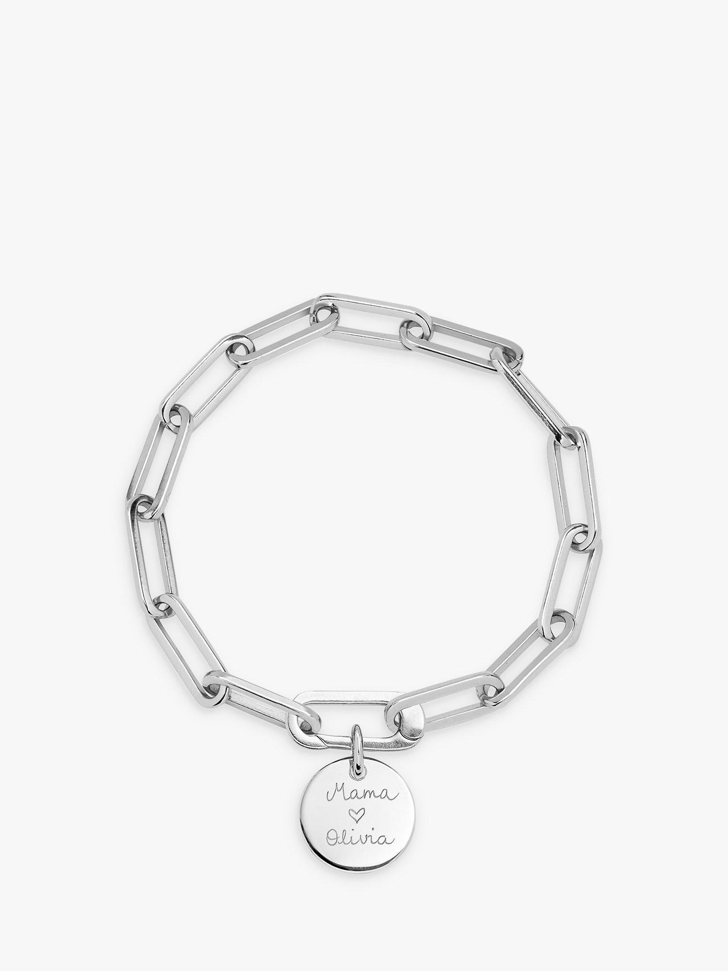 Merci Maman Personalised Love Links Bracelet, Silver