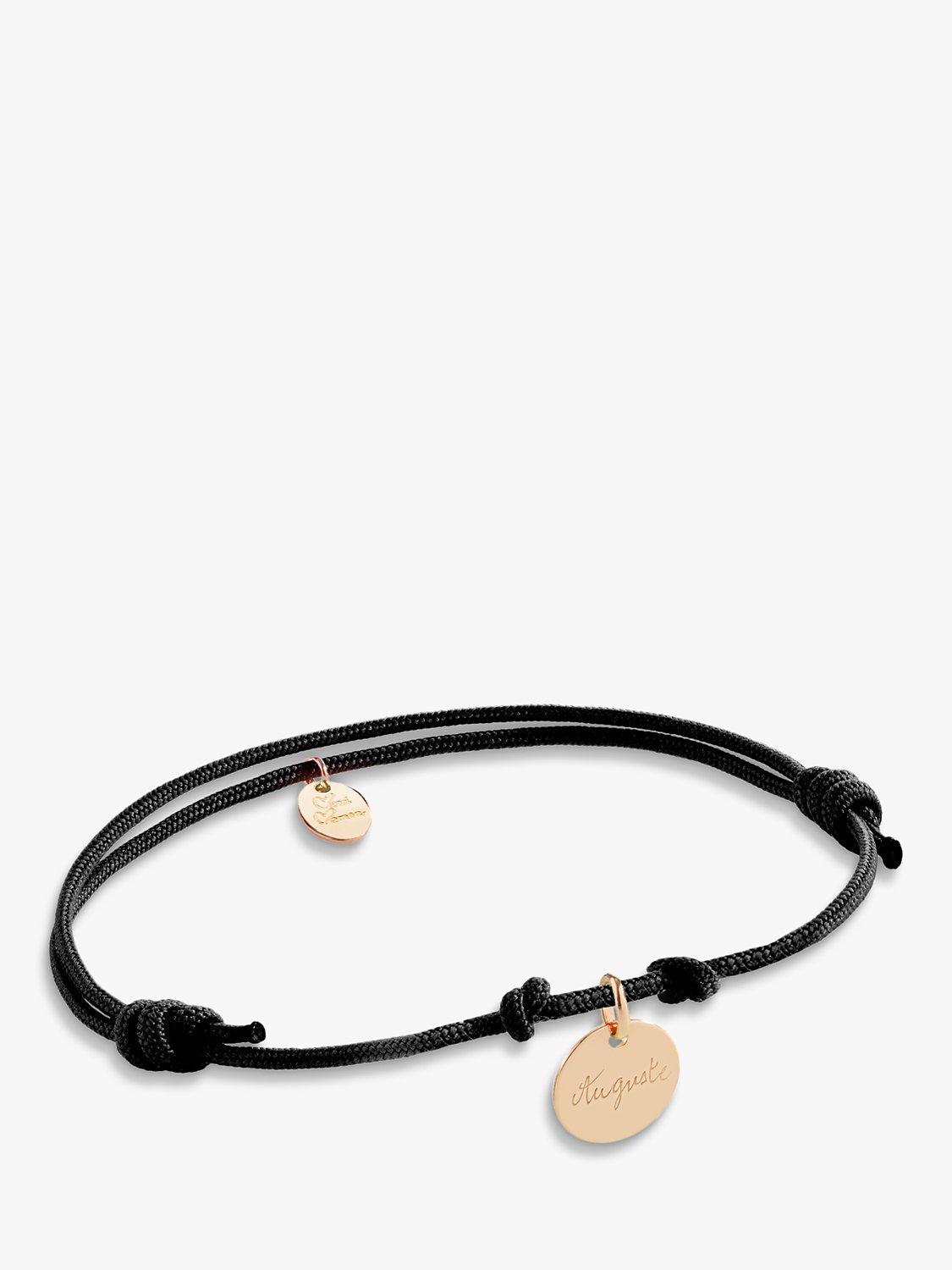 Merci Maman Personalised Disc Charm Braided Bracelet, Navy/Gold