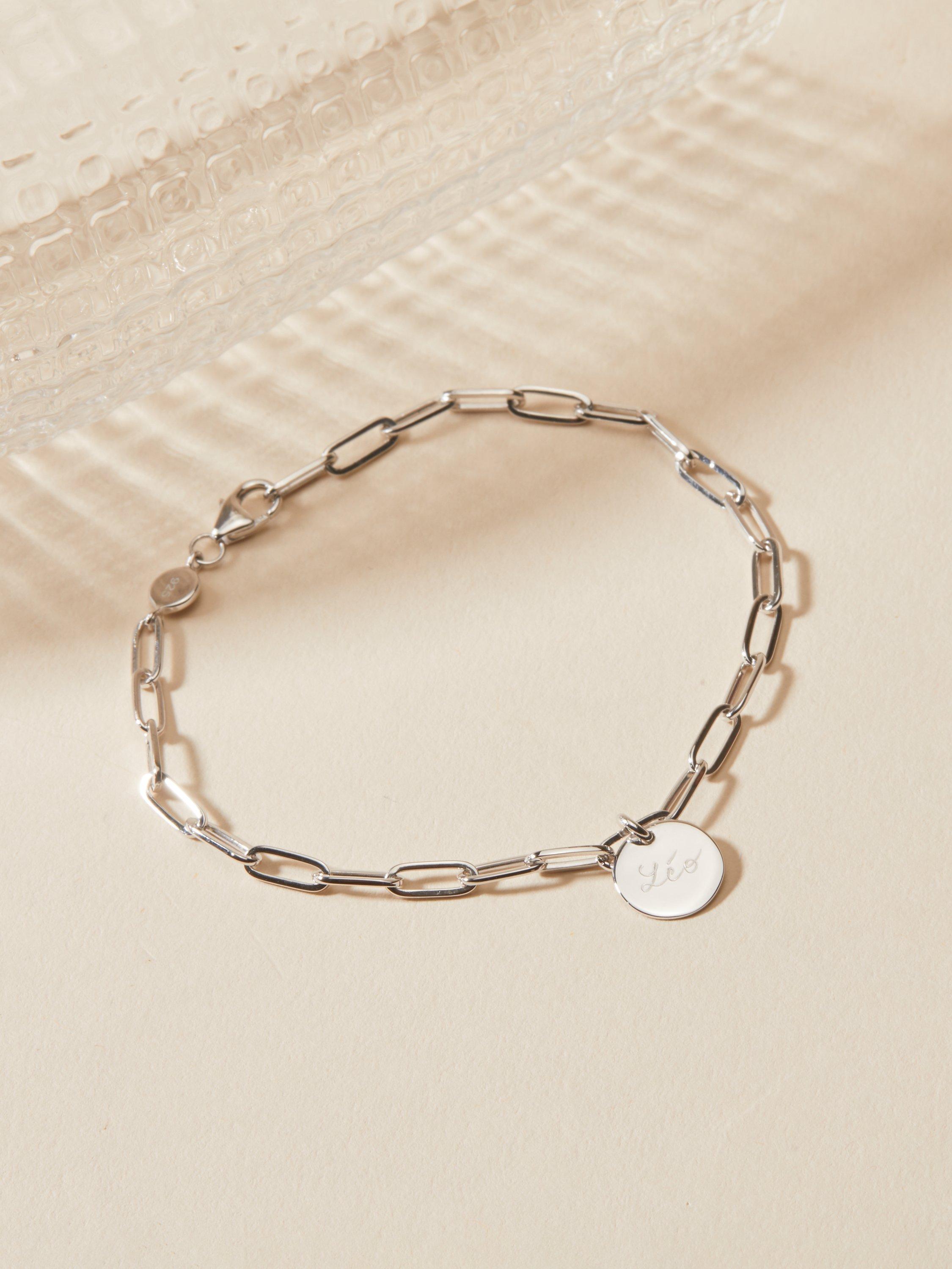 Merci Maman Personalised Dainty Love Links Charm Bracelet, Silver