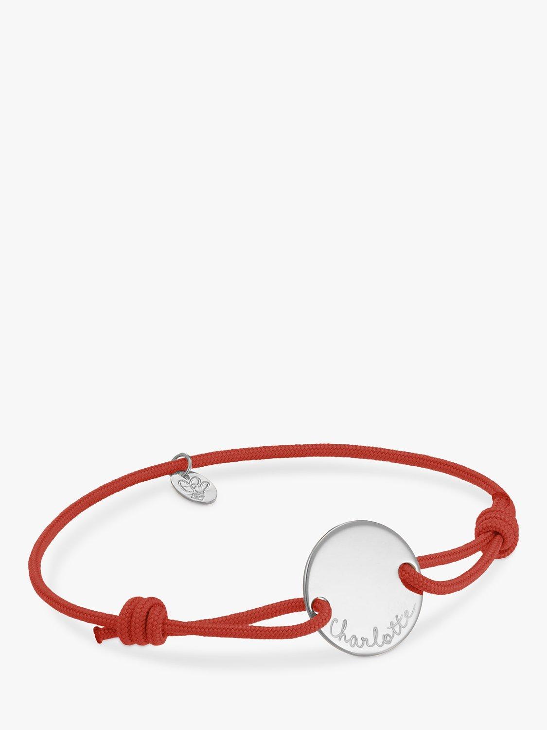 Merci Maman Personalised Pastille Braided Bracelet, Red/Silver