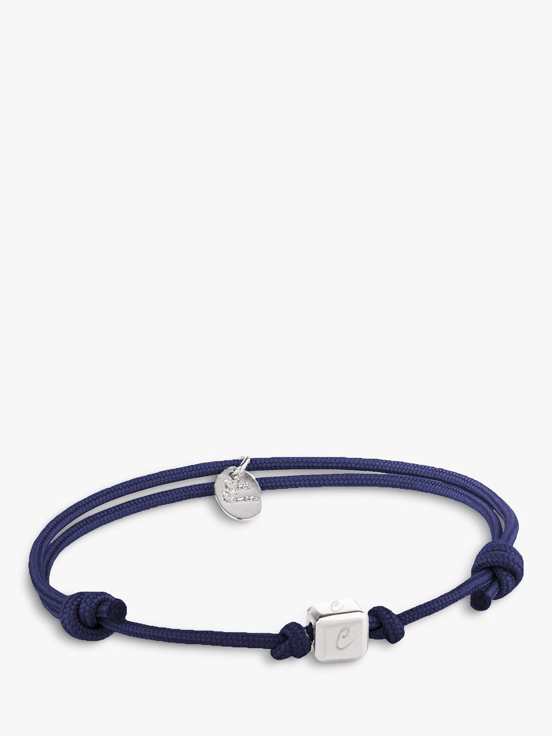 Merci Maman Personalised Dice Braided Bracelet, Blue/Silver