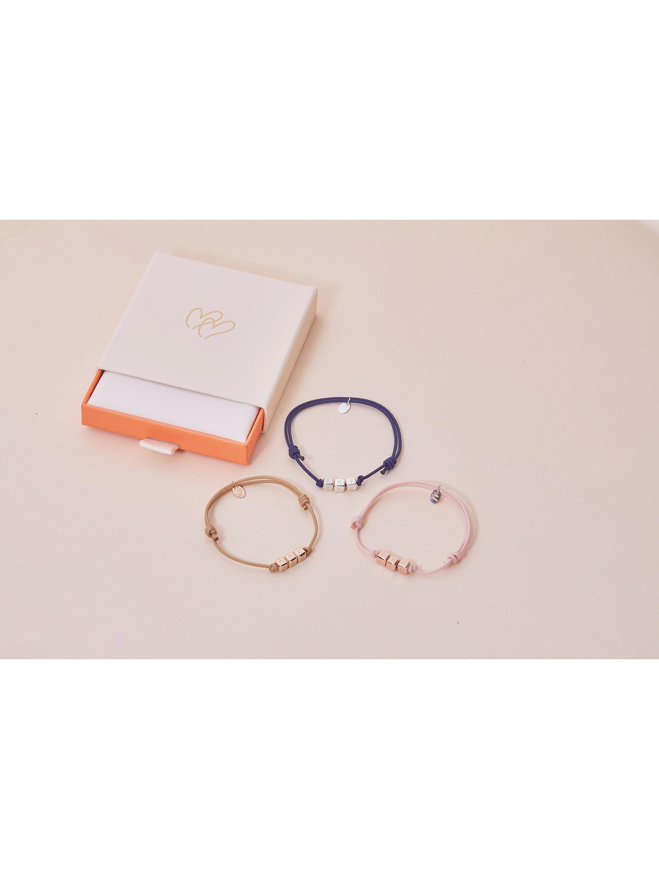 Merci Maman Personalised 3 Dice Braided Bracelet, Blue/Silver