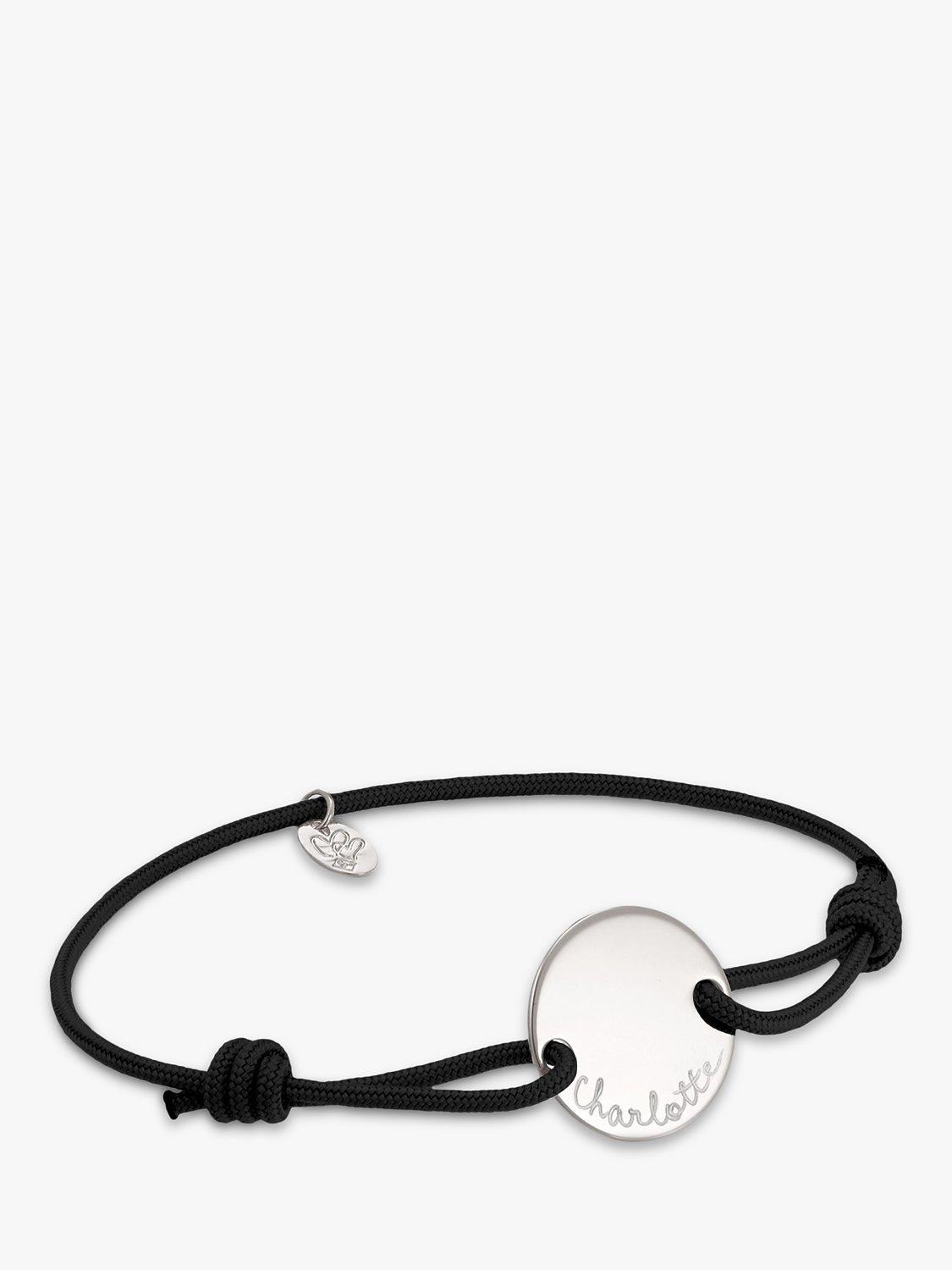 Merci Maman Personalised Pastille Braided Bracelet, Black/Silver