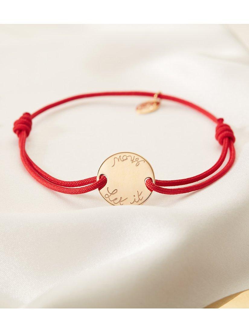 Merci Maman Personalised Pastille Braided Bracelet, Red/Gold