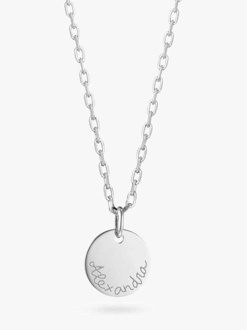 Merci Maman Personalised Name Disc Charm Necklace, Silver