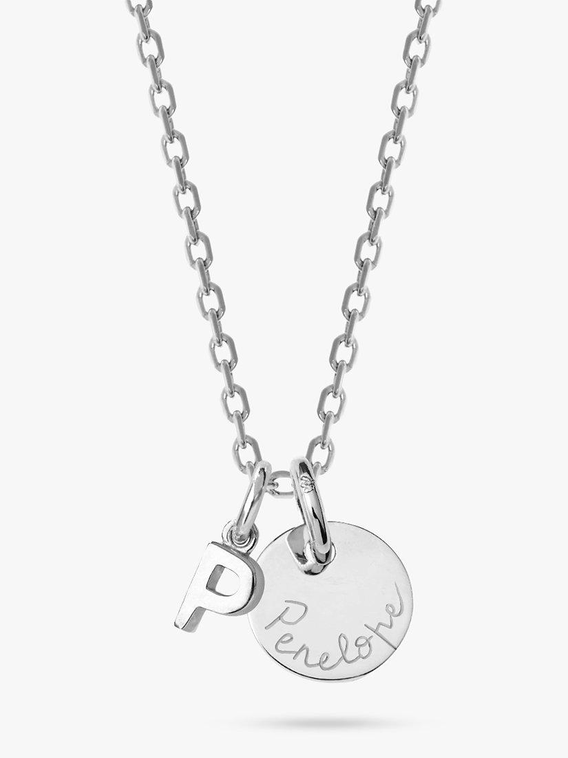 Merci Maman Personalised Mini Alphabet Necklace, Silver, P