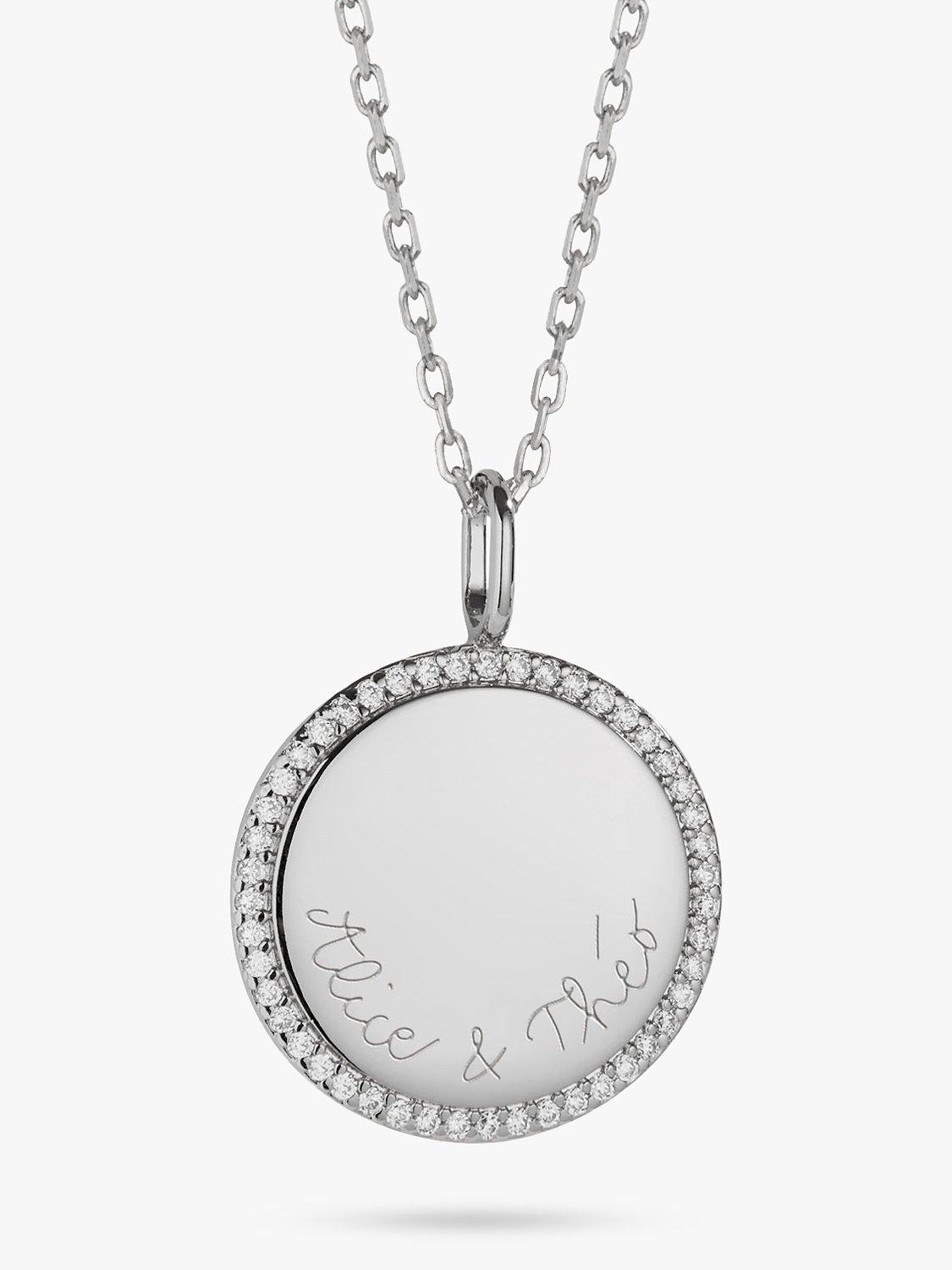 Merci Maman Personalised Crystal Signature Necklace, Silver