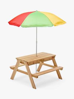 Plum Wooden Surfside Sand and Water Picnic Table with Parasol - view 2, Multi