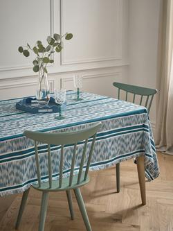 John Lewis X Collagerie Ikat Stripe Rectangular Tablecloth, 250 x 160cm, Blue - view 2, Multi