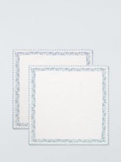 John Lewis X Collagerie Stripe Border Cotton Napkin, Set of 2, Blue, 