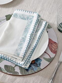 John Lewis X Collagerie Stripe Border Cotton Napkin, Set of 2, Blue - view 2, 