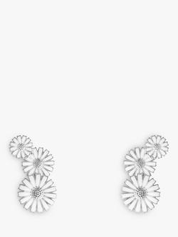 Georg Jensen Daisy Enamel Layered Earrings, Silver, Silver