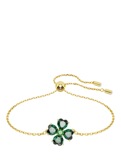 Swarovski Idyllia Crystal Heart Clover Charm Bracelet, Gold Shiny, Gold Shiny
