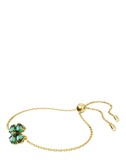 Swarovski Idyllia Crystal Heart Clover Charm Bracelet, Gold Shiny - view 2, Gold Shiny