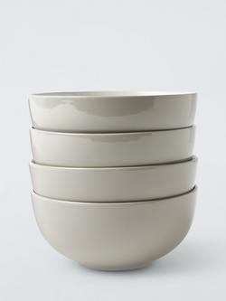 John Lewis Two Tone Stoneware Cereal Bowls, Set of 4, 15.5cm, Grey
