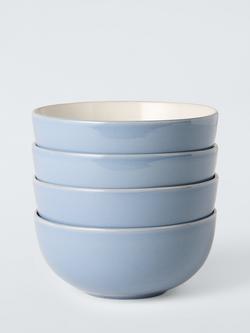 John Lewis Two Tone Stoneware Cereal Bowls, Set of 4, 15.5cm, Blue