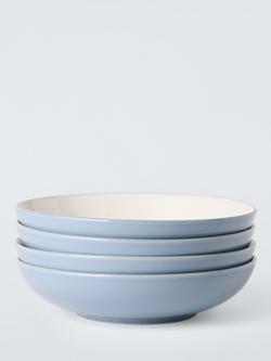 John Lewis Two Tone Stoneware Pasta Bowls, Set of 4, 23cm, Blue