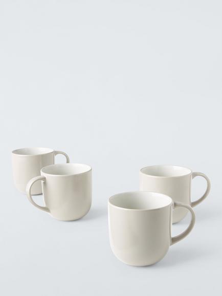 John Lewis Two Tone Stoneware Mugs, Set of 4, 340ml, Grey