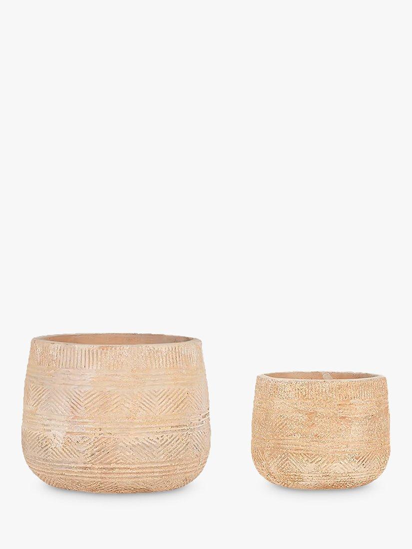 Nkuku Zadie Ceramic Indoor/Outdoor Planter, Set of 2, Soft Terracotta