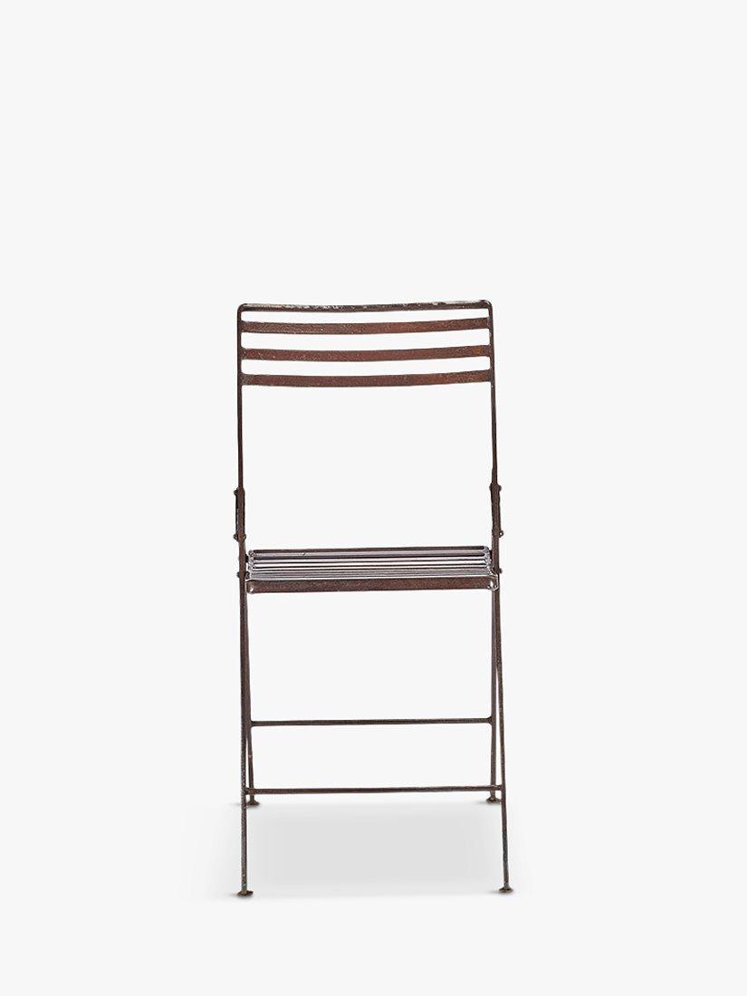 Nkuku Yealme Folding Iron Garden Bistro Chair, Brown