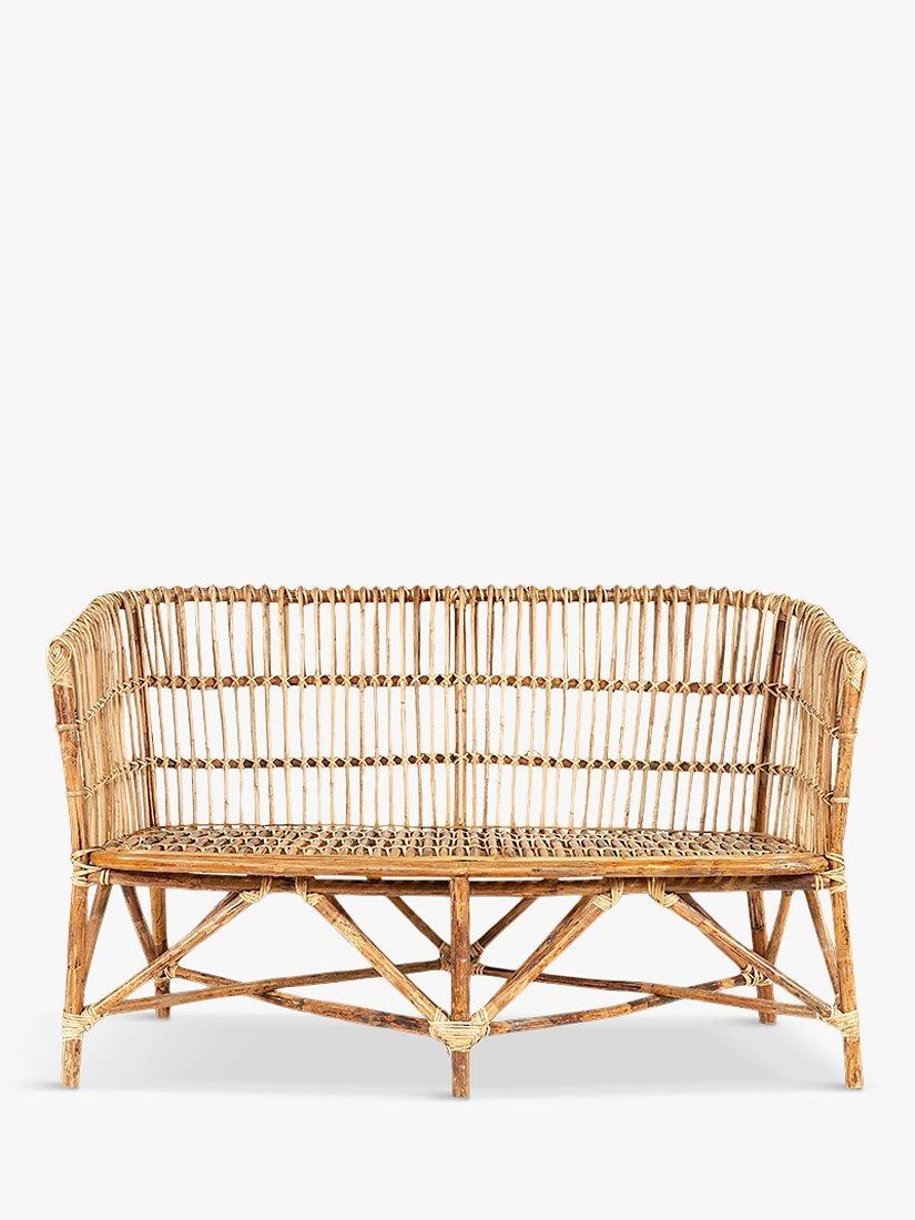 Nkuku Nesari Rattan 2-Seater Garden Sofa, Natural