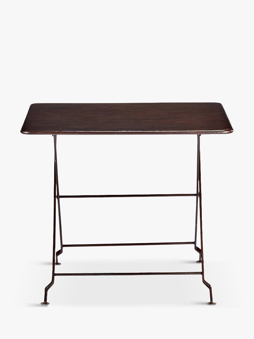 Nkuku Ekete Folding Square Iron Garden Bistro Table, 90cm, Nearly Black