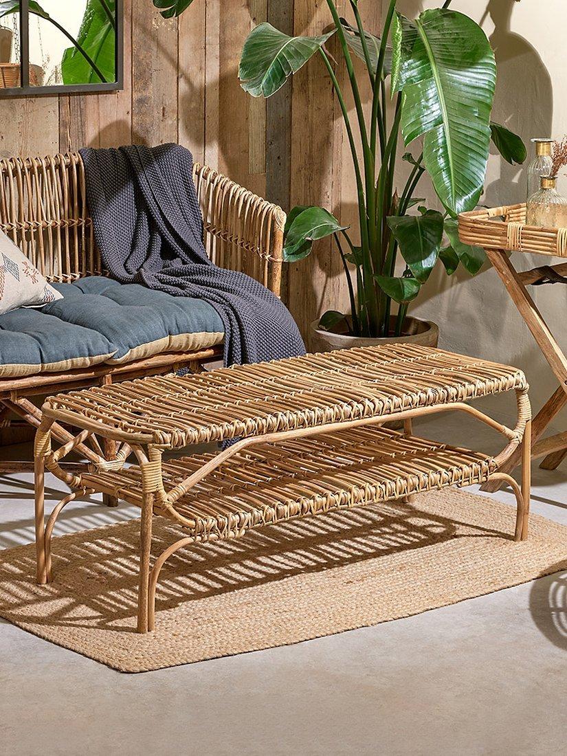 Nkuku Nesari Rattan Garden Coffee Table, Natural