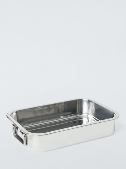 John Lewis Stainless Steel Roasting Tray, 25cm, Stainless Steel