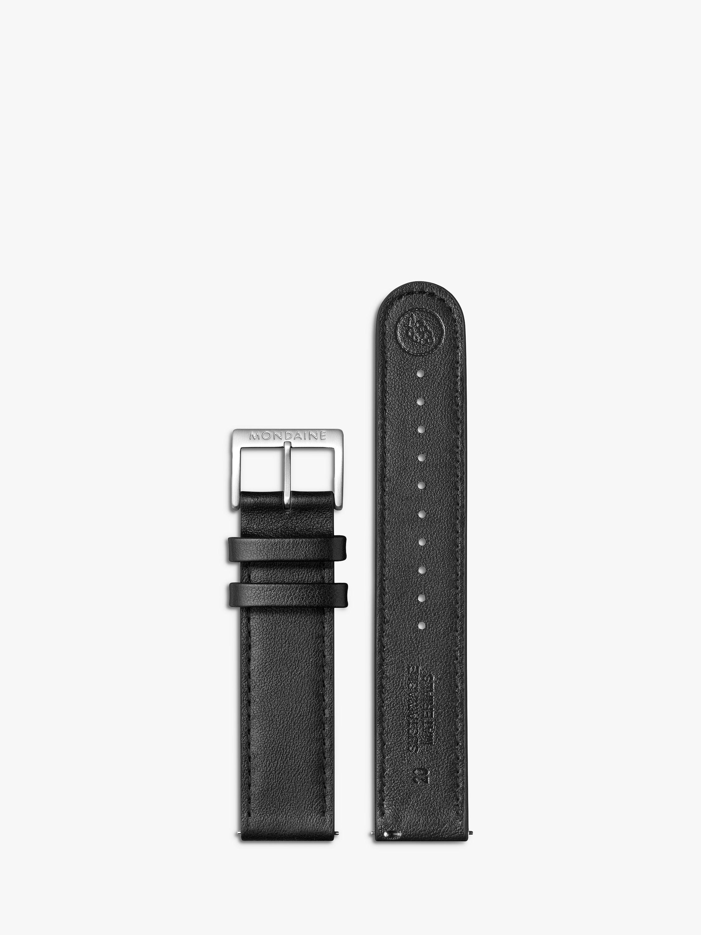 Product image 4 of 11, which shows Mondaine MST.4101B.LBV.2SE Men's Stop2Go Vegan Leather Strap Watch, Black
