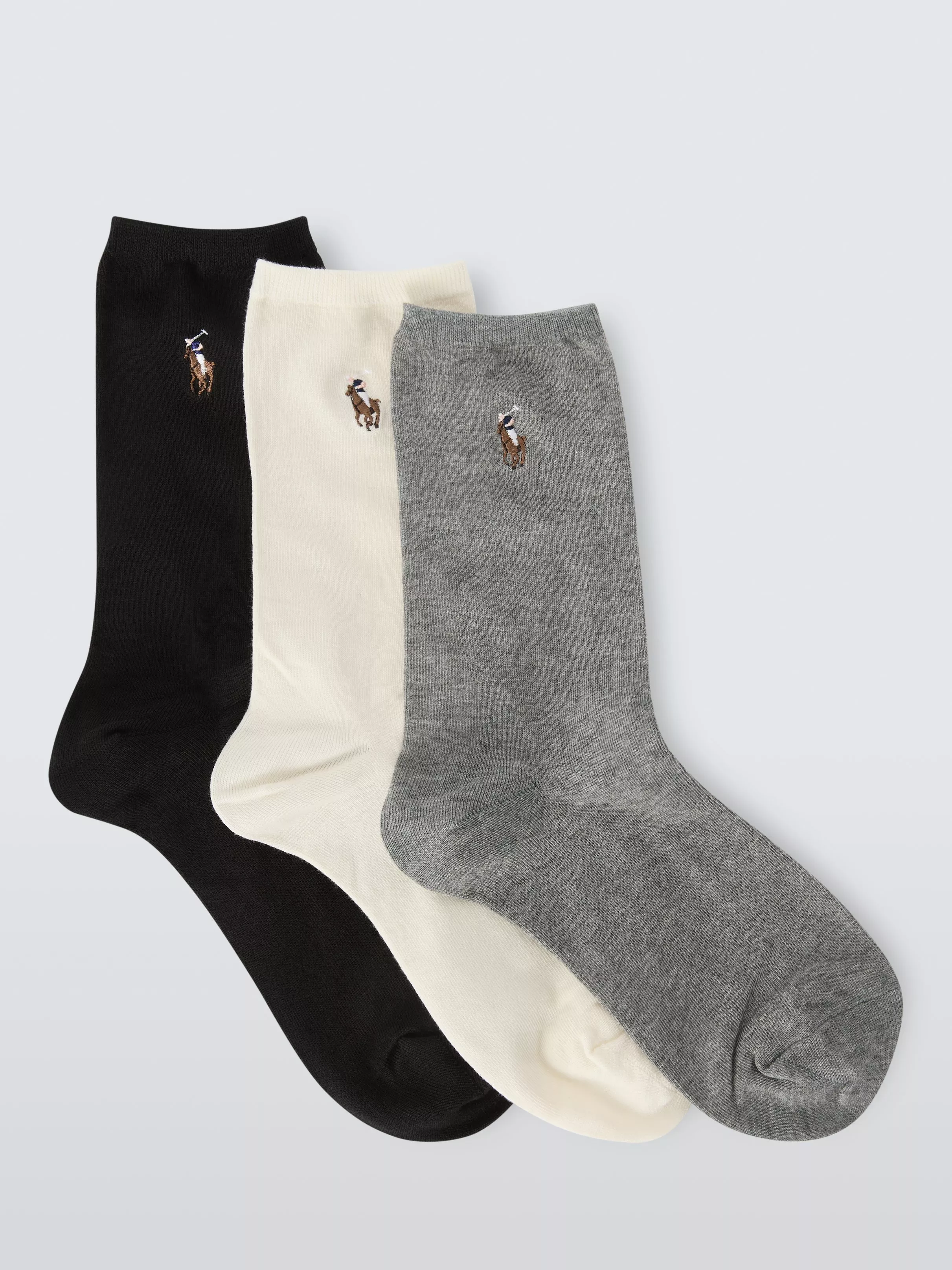 Ralph Lauren Fine Knit Ankle Socks, Pack of 3