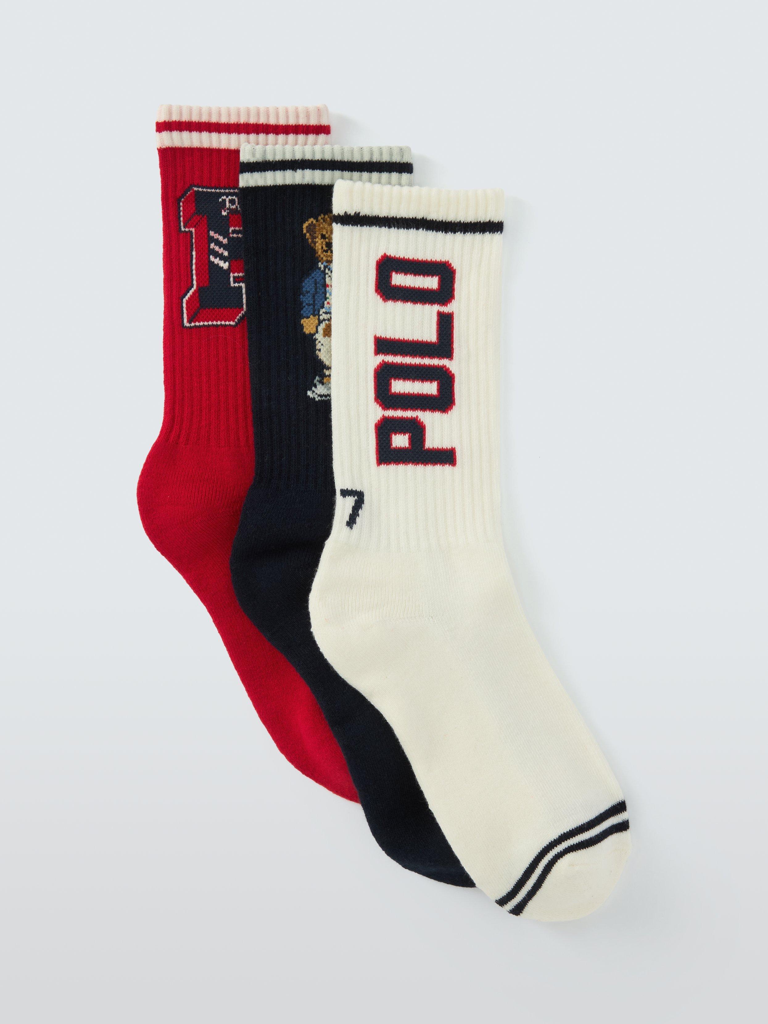 Ralph Lauren Preppy Sport Crew Socks Navy Red Ivory