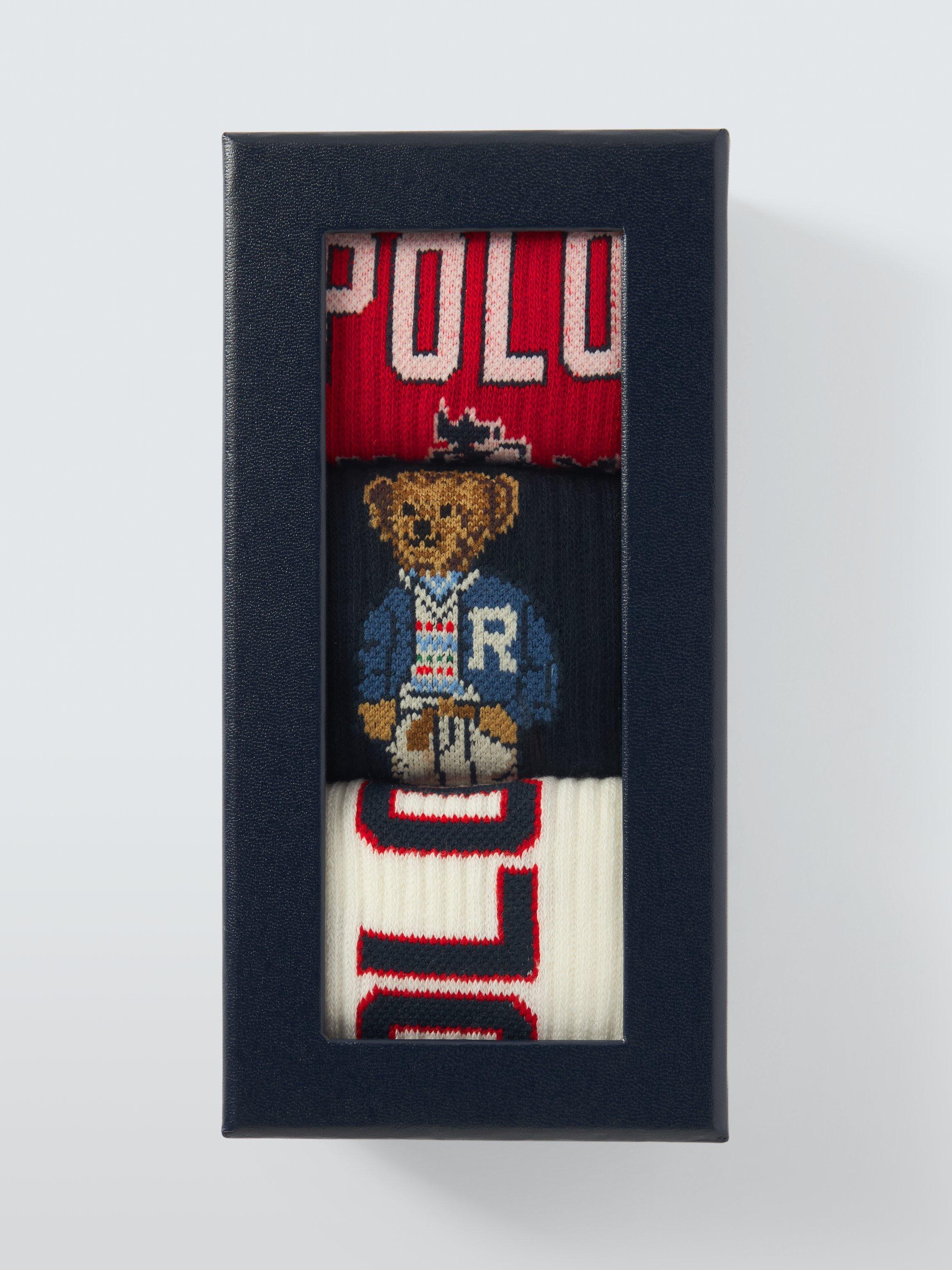 Product image 3 of 3, which shows Ralph Lauren Preppy Sport Crew Socks, Navy/Red/Ivory