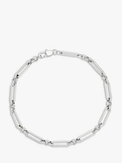 BARTLETT LONDON Men's Paperclip Chain Link Bracelet, Silver