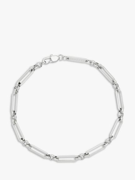 BARTLETT LONDON Men's Paperclip Chain Link Bracelet, Silver, Silver