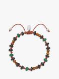 BARTLETT LONDON Men's Knot Tiger's Eye Beaded Bracelet, Brown