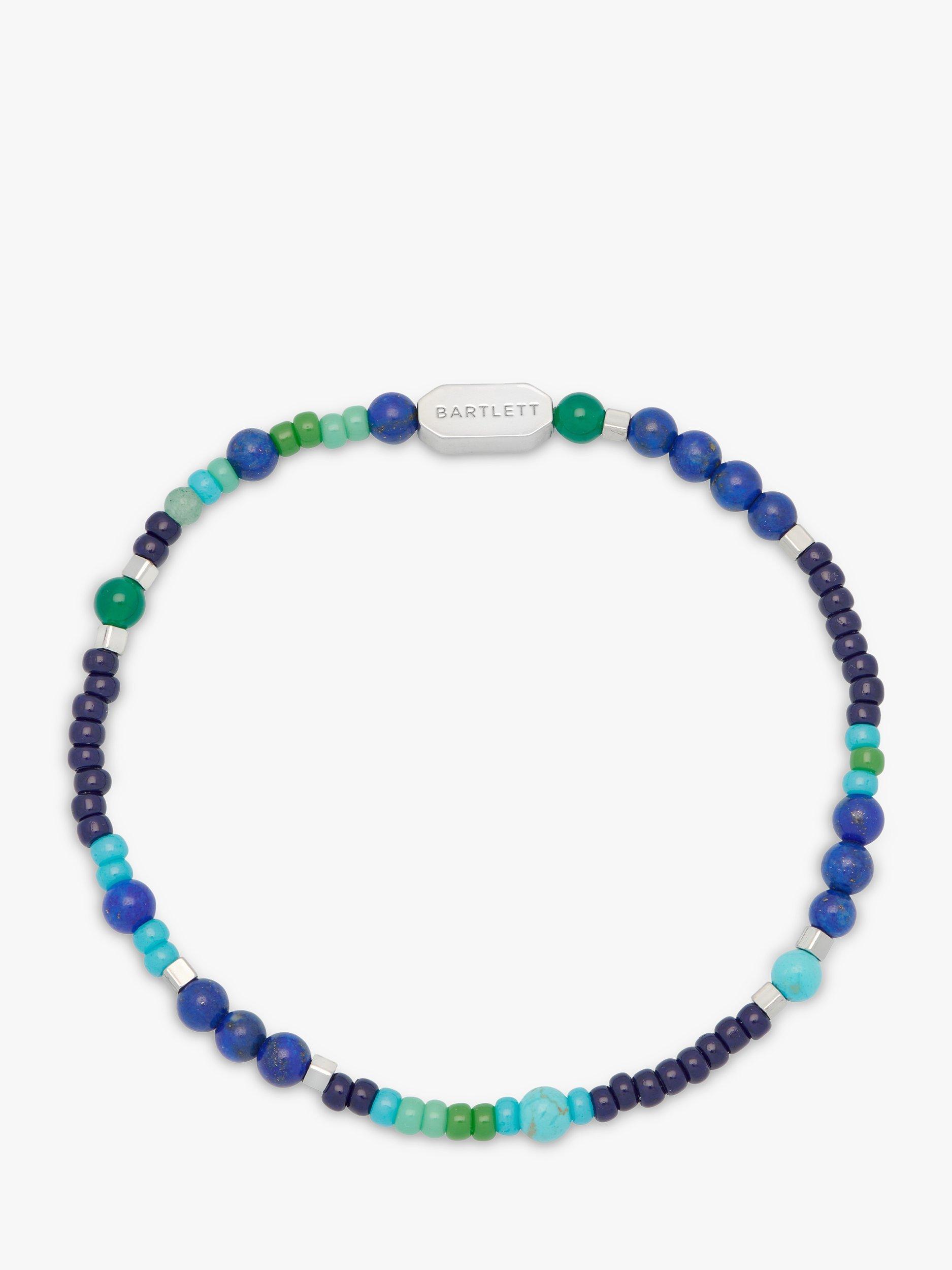 Product image 1 of 2, which shows BARTLETT LONDON Men's Agate Beaded Bracelet, Blue