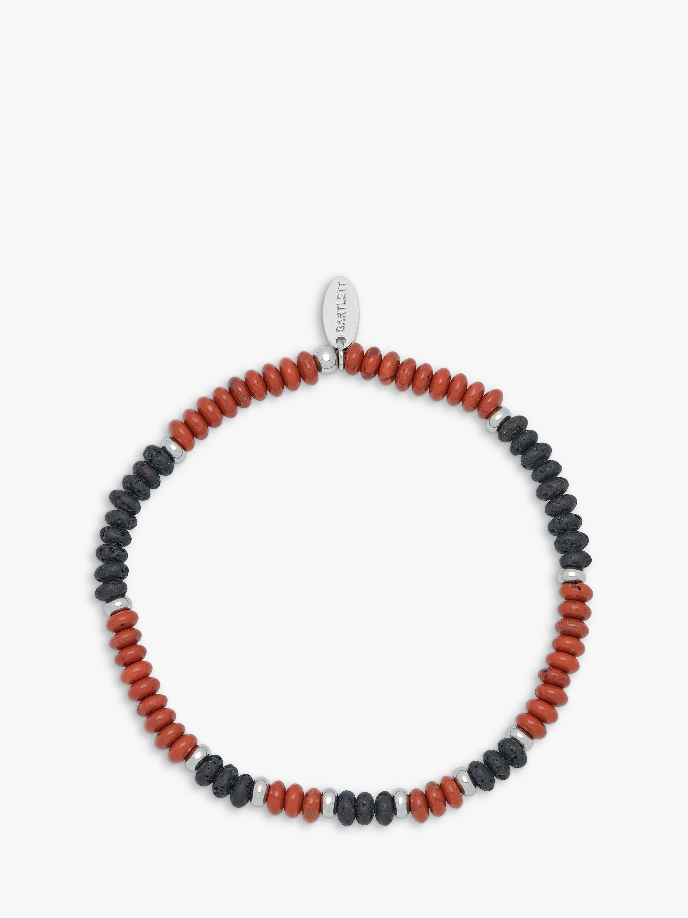 BARTLETT LONDON Men's Onyx Beaded Cord Bracelet, Red/Multi
