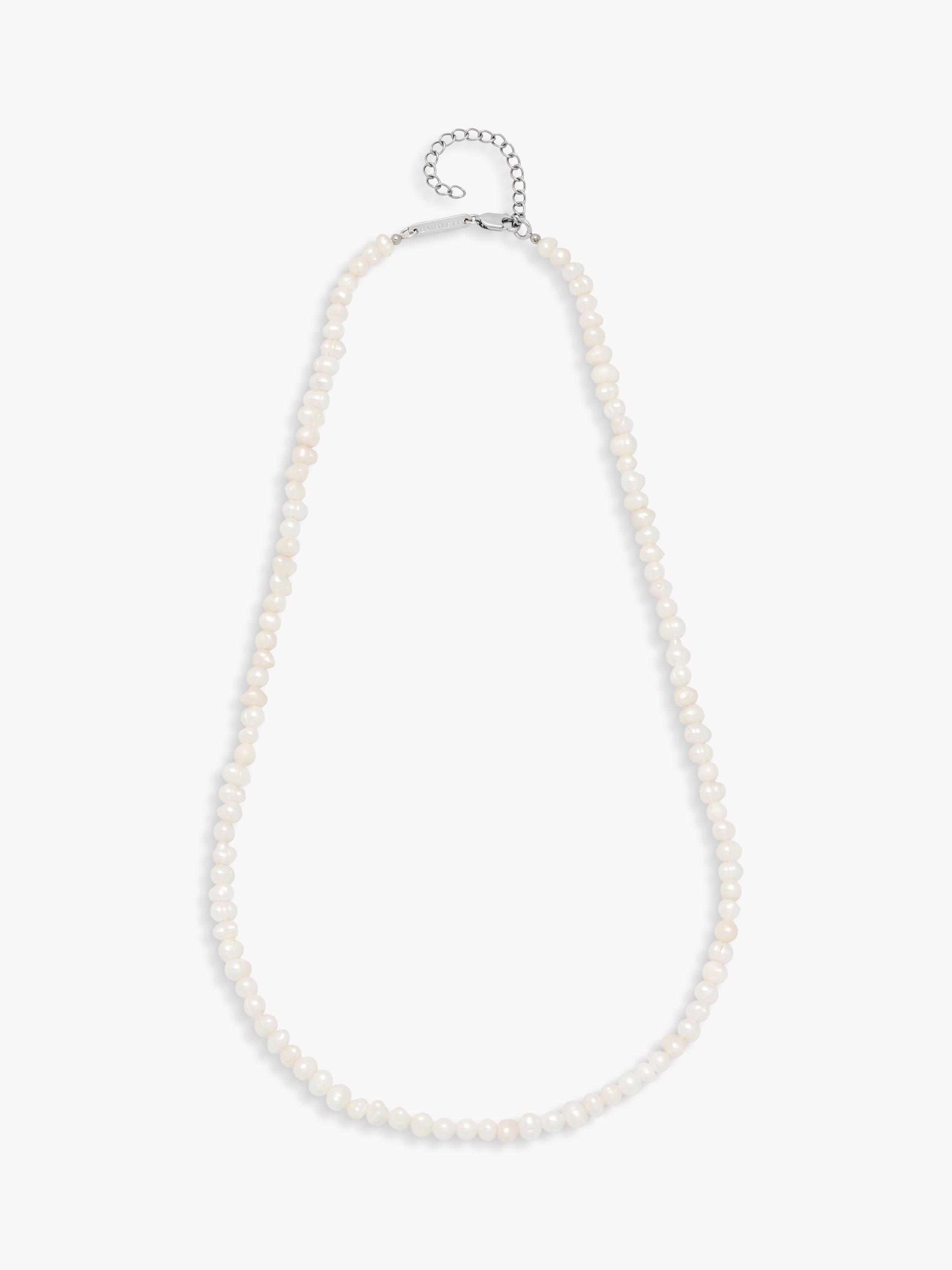 Product image 1 of 2, which shows BARTLETT LONDON Men's Pearl Necklace, Silver