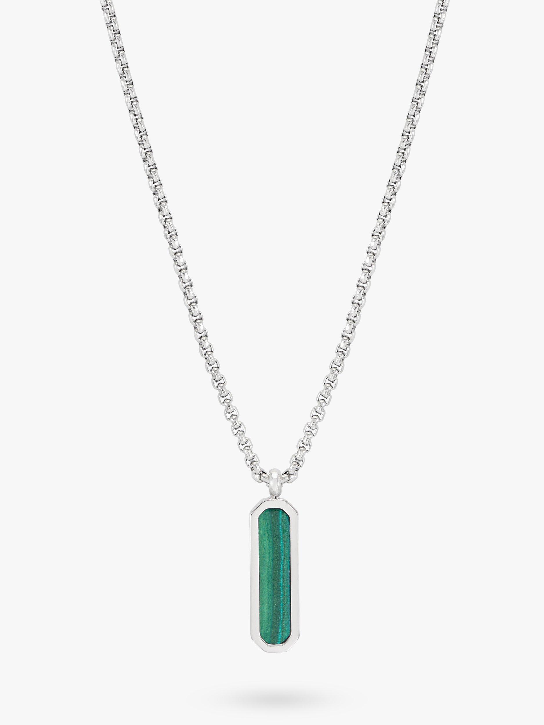 Product image 2 of 4, which shows BARTLETT LONDON Men's Gem Tag Pendant Necklace, Green