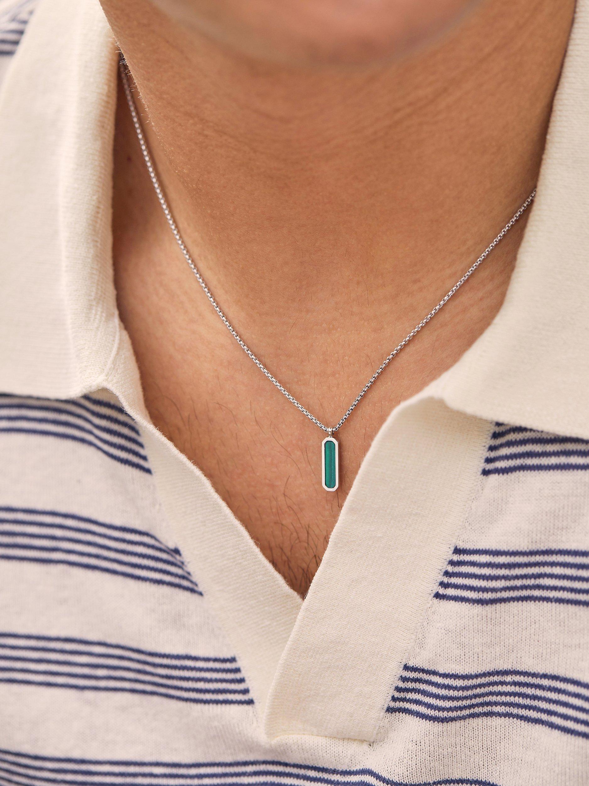 Product image 4 of 4, which shows BARTLETT LONDON Men's Gem Tag Pendant Necklace, Green
