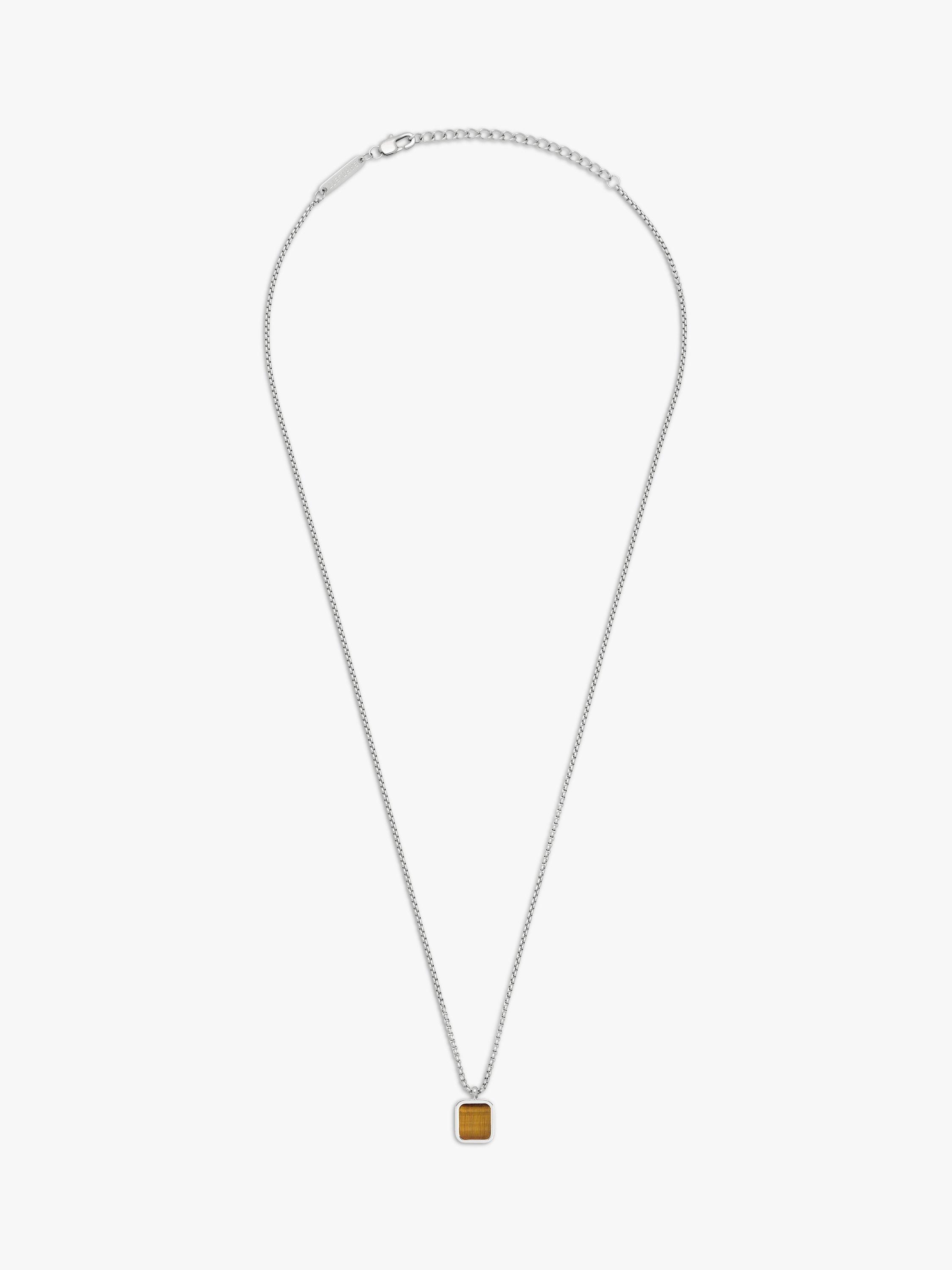 Product image 1 of 3, which shows BARTLETT LONDON Men's Square Gem Pendant Necklace, Brown