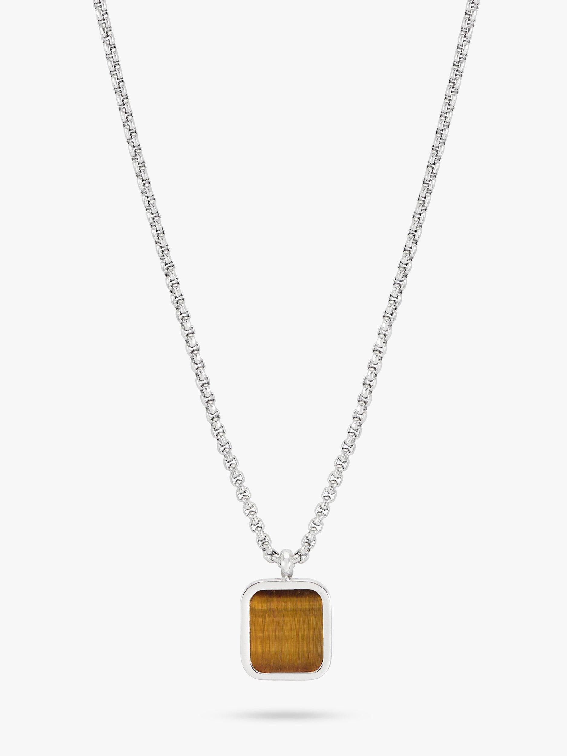 Product image 2 of 3, which shows BARTLETT LONDON Men's Square Gem Pendant Necklace, Brown