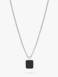 BARTLETT LONDON Men's Square Gem Pendant Necklace, Black