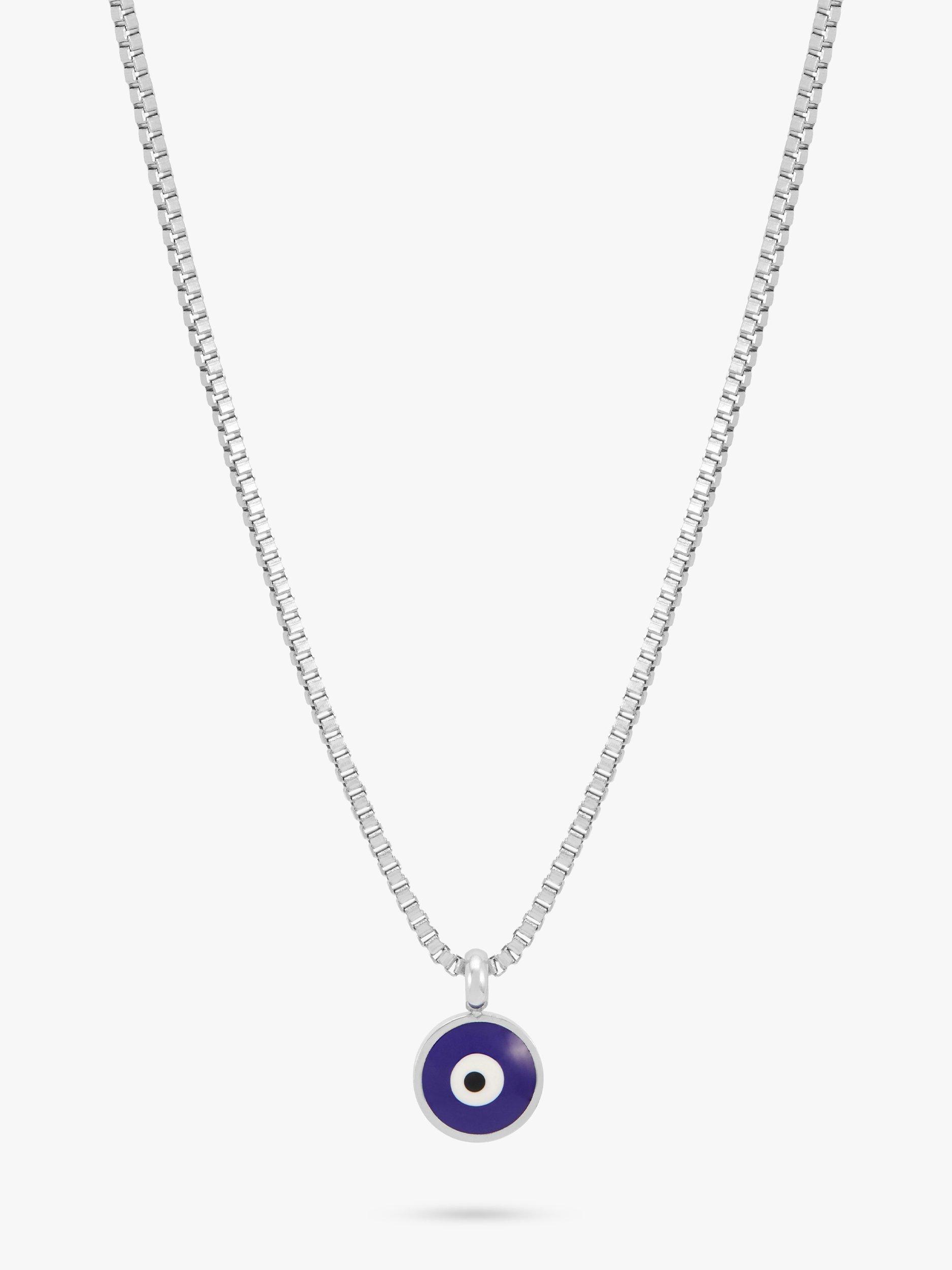 Product image 2 of 3, which shows BARTLETT LONDON Men's Evil Eye Pendant Necklace, Silver