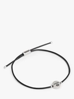 Coach Unisex Rexy Logo Leather Slider Bracelet, Black, Black