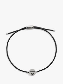 Coach Unisex Rexy Logo Leather Slider Bracelet, Black - view 2, Black