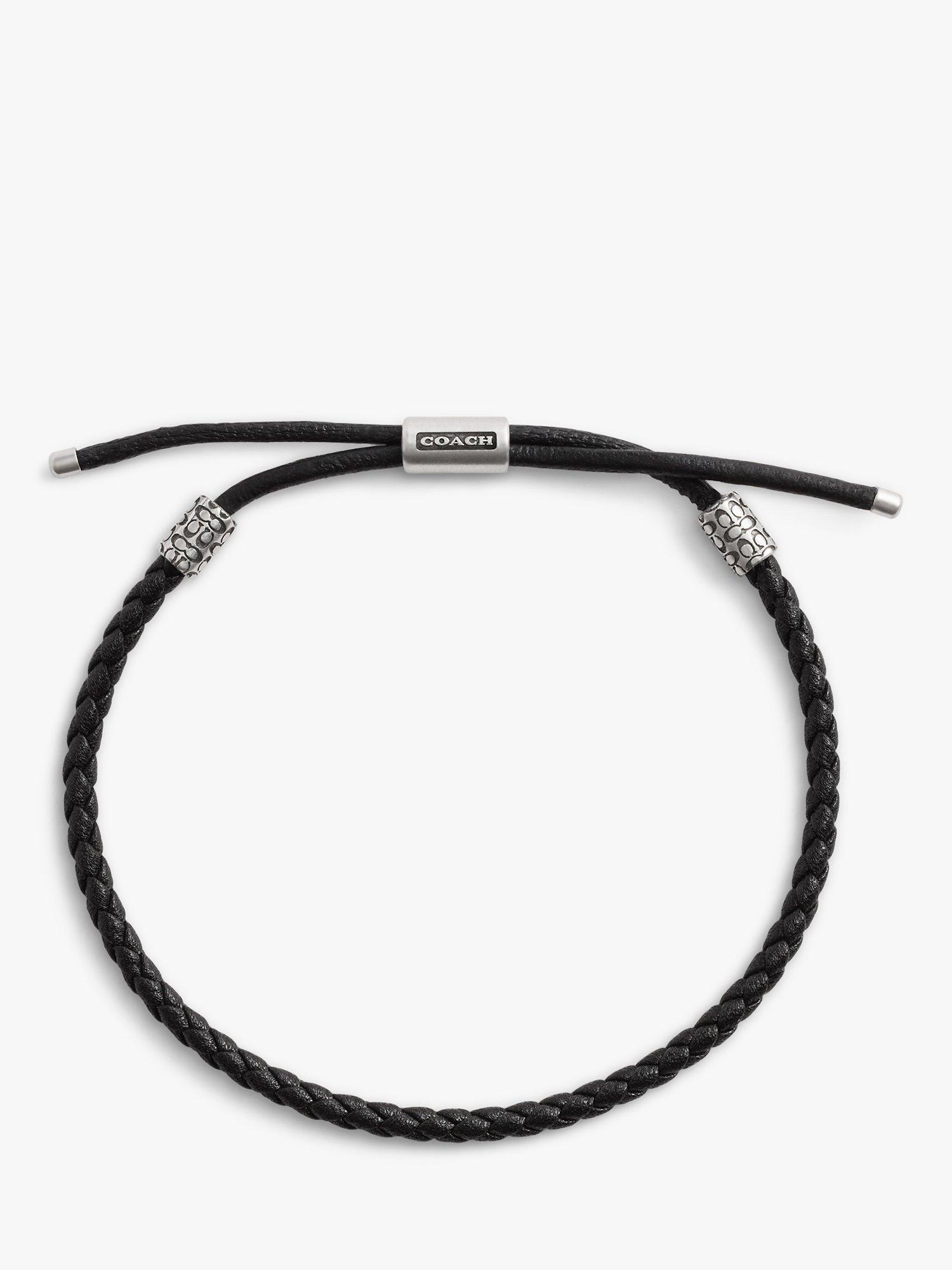 Product image 2 of 2, which shows Coach Unisex Braided Leather Slider Bracelet, Black