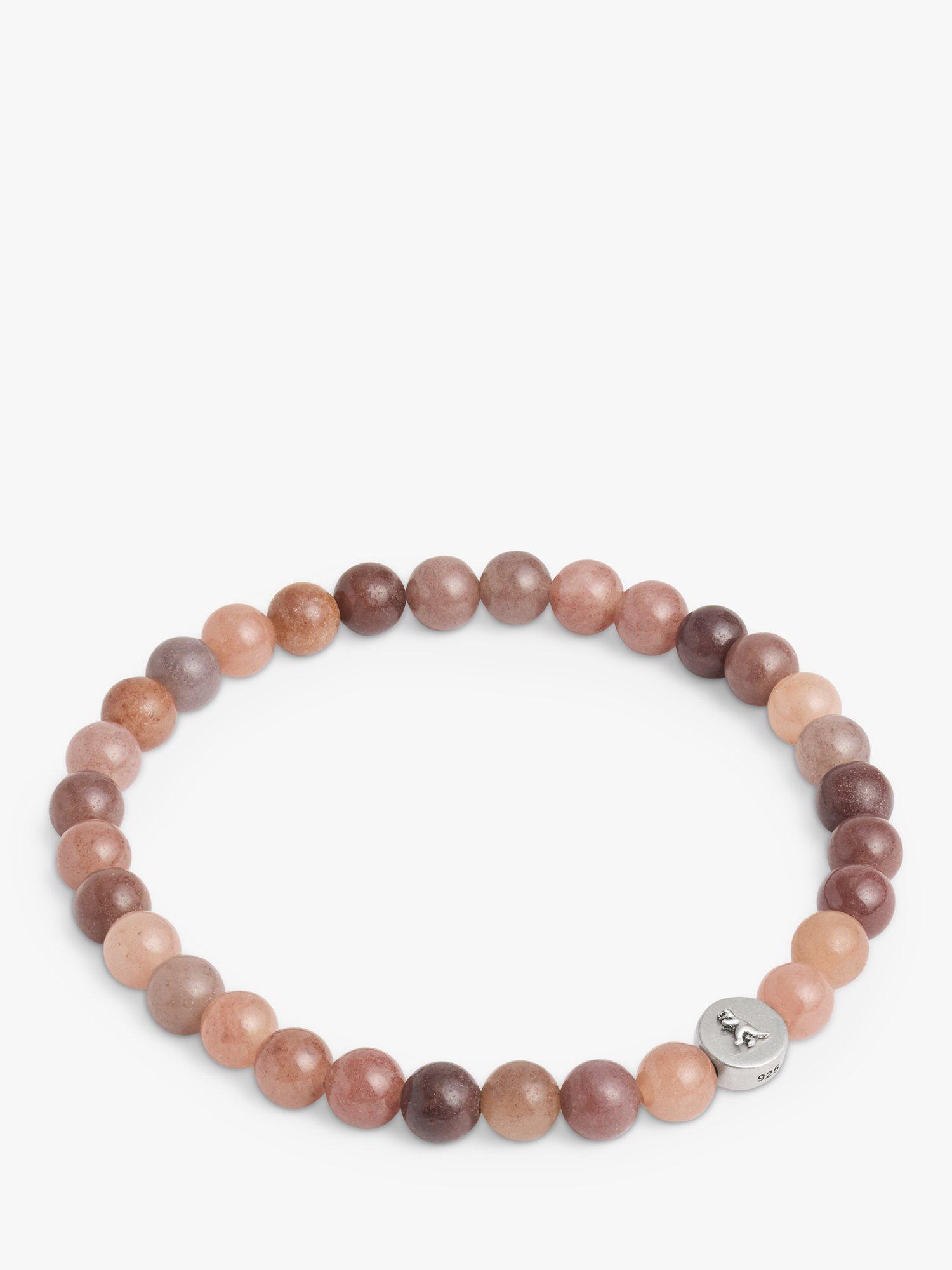 Product image 1 of 3, which shows Coach Unisex Dyed Jade Beaded Stretch Bracelet, Purple
