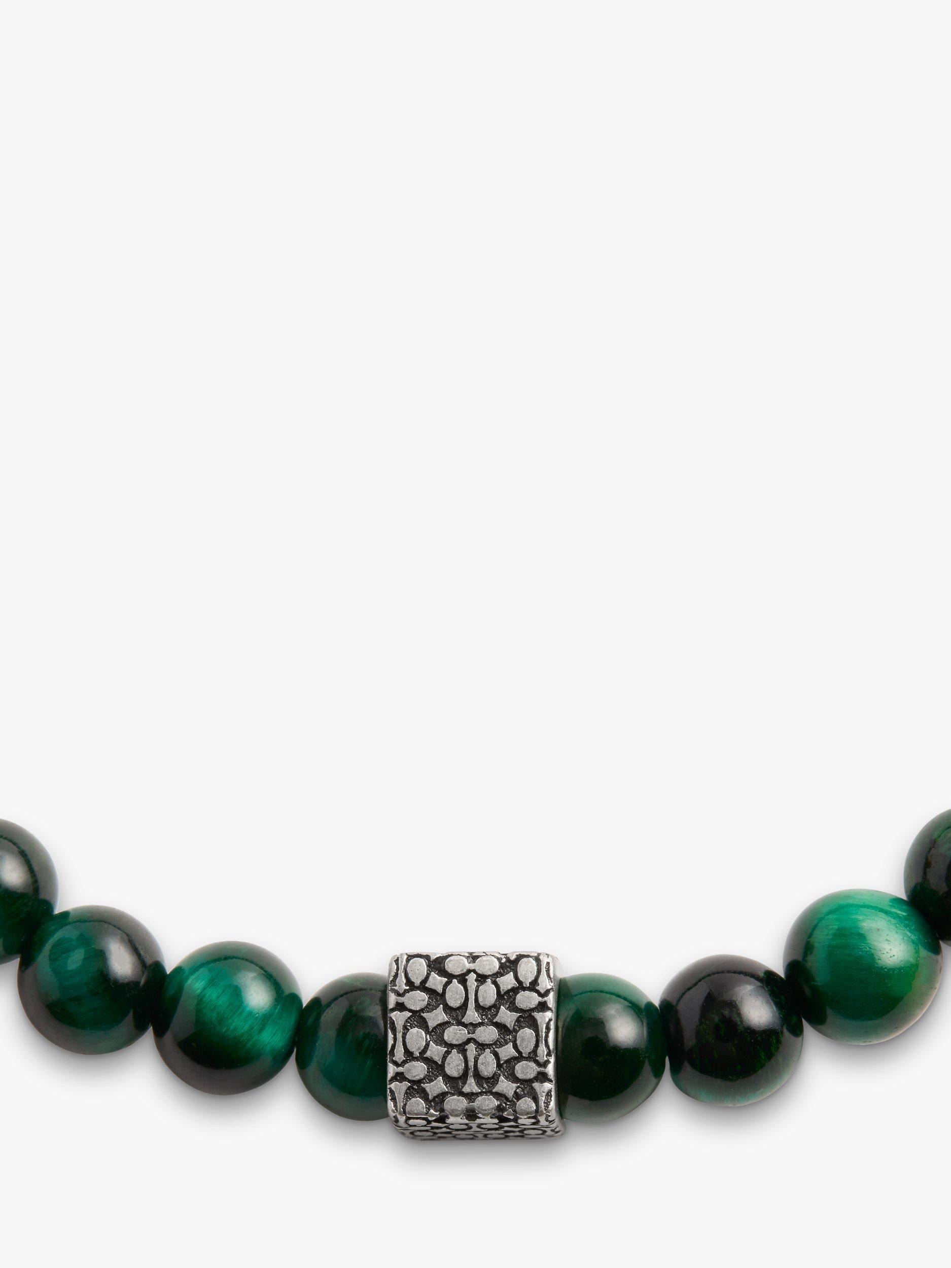 Product image 3 of 3, which shows Coach Unisex Tiger's Eye Beaded Stretch Bracelet, Green