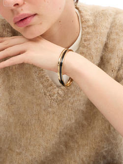 Coach Signature Duo Bangle Boxed Bracelet Set, Black/Gold - view 2, Black/Gold